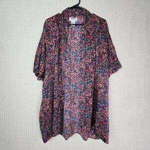 VINTAGE SILX BY AUGUST SILK Short Sleeve Open Front Kimono S